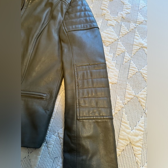 Banana Republic Lamb Leather Grey Moto Leather Jacket - Picture 10 of 15